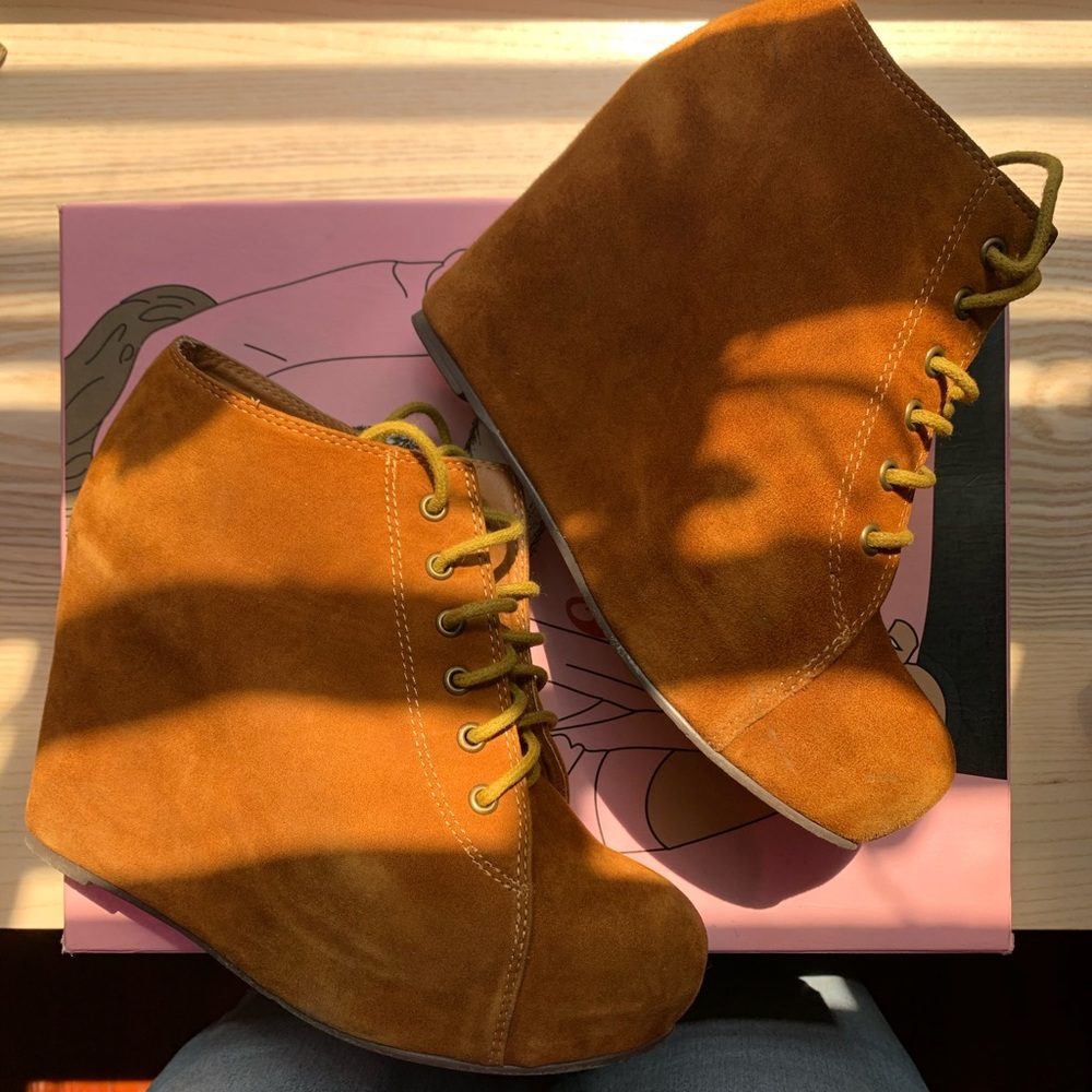 Jeffrey Campbell Suede Cognac Wedges